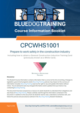CPCWHS1001 Course Information Booklet Preview